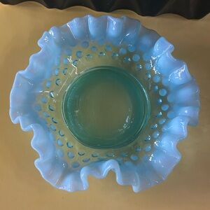 Vintage Fenton Blue Opalescent Hobnail Bowl